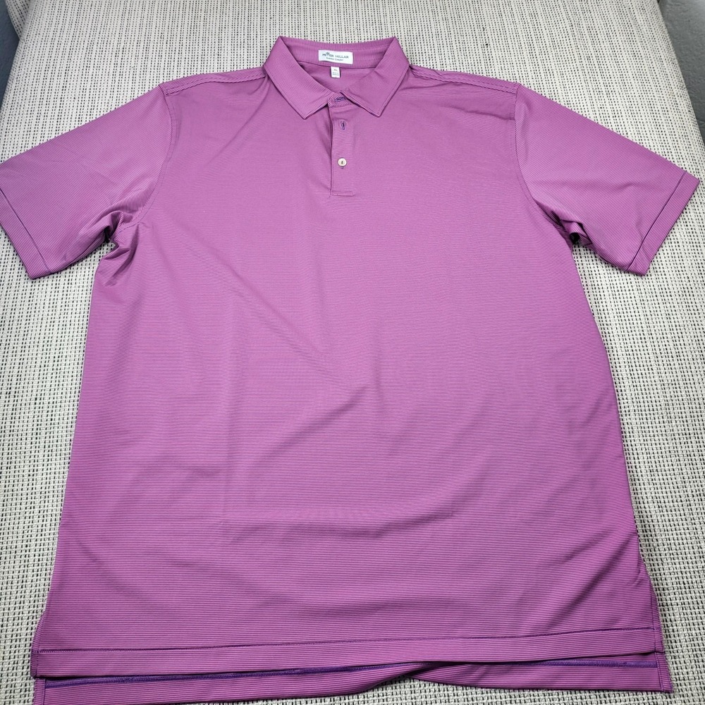 Peter Millar Polo Shirt Mens‎ XL Purple Summer Comfort Stripe Golf Short Sleeve